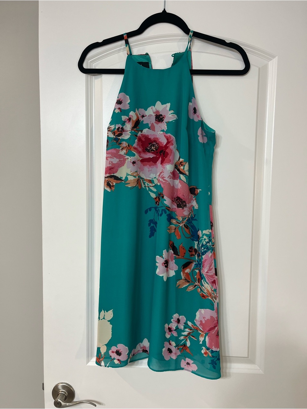 Teal Floral Halter Sundress - Women's